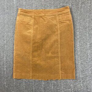 Ann Taylor Womens Brown Corduroy Pencil Skirt Size 10 Knee Length Cotton Stretch